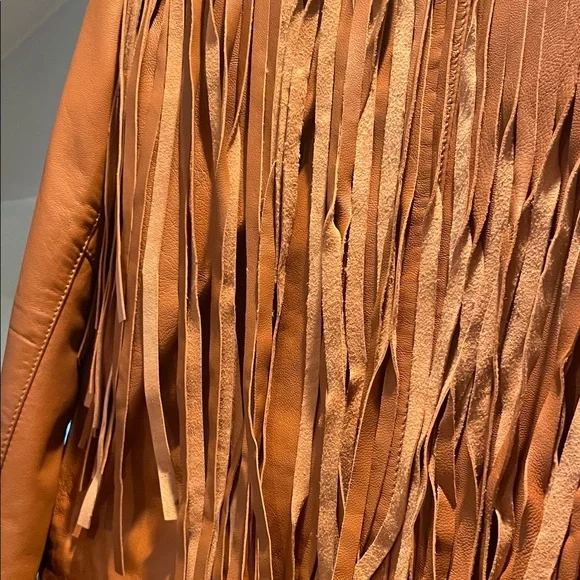 Fringed Tan Leather Jacket - Picture 5 of 6